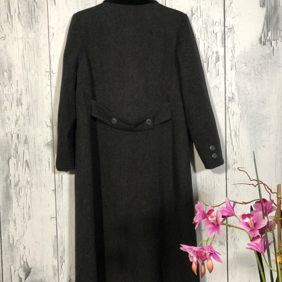 Long Coat Gray 100% Wool Size Large Unbranded EUC - Picture 6 of 8